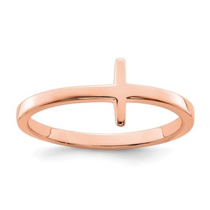 Sterling Silver Rose Gold plated Sideways Cross Ring