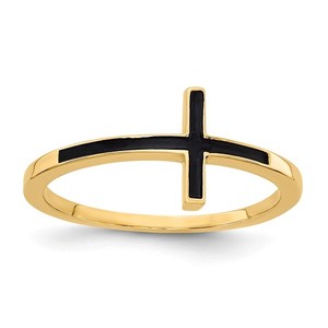 Yellow Gold Plated Antiqued Sideways Cross Ring