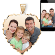 LargeScalloped Heart with Dia. Cut Edge Photo Pendant Picture Charm