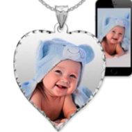 Small Heart Pendant with Diamond Cut Edge Photo Pendant Picture Charm