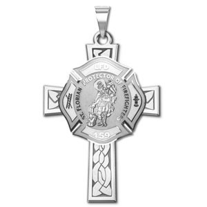 Saint Florian Personalized Fire Badge Cross Religious Medal   EXCLUSIVE 