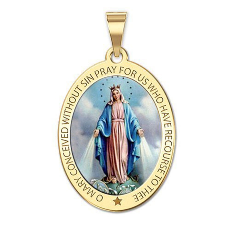 Miraculous Medal Exclusive Color Oval Pendant - 432PG67446