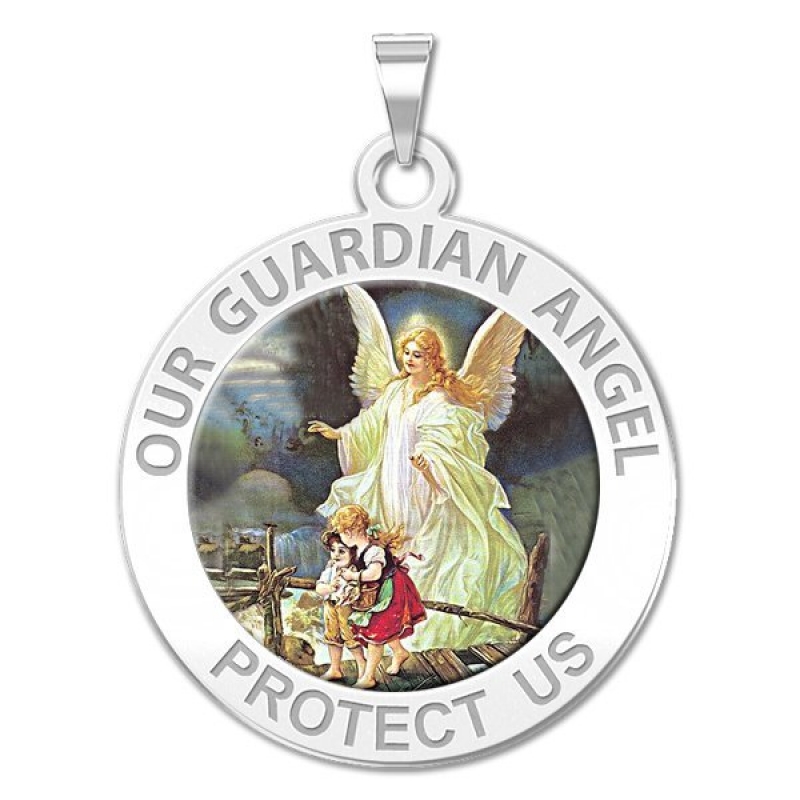 Our Guardian Angel - Round Religious Color Medal 