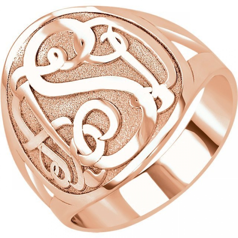 Custom Script Monogram Signet Ring