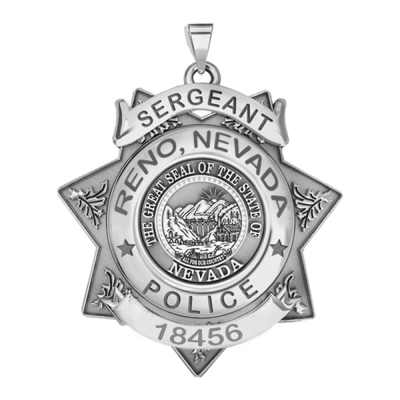 Personalized 7-Point Star Nevada Police Badge with Your Rank- Dept- An in Sterling Silver | PicturesOnGold