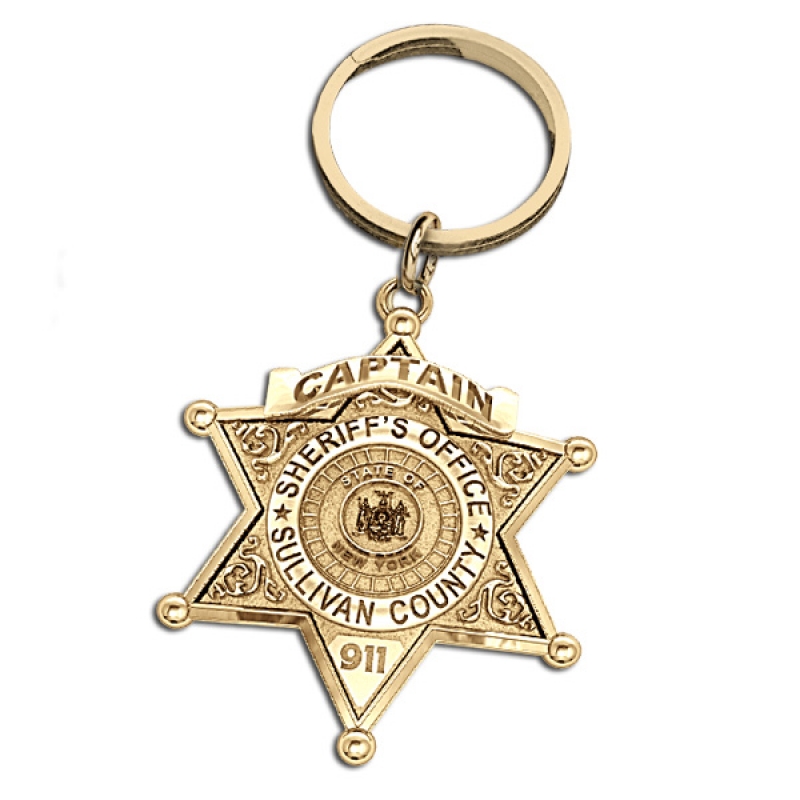 Personalized Sheriff Badge Keychain with Number, Rank & Dept. - PG85920