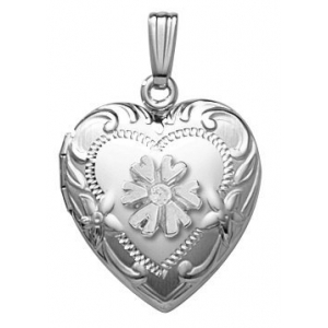 Sterling Silver Cremation & Hair Locket w/ Diamond Center - 610PG65340