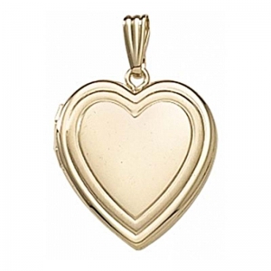 Solid 14k Yellow Gold Classic Heart Photo Locket - LL-911