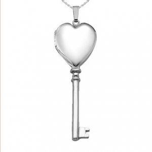 Sterling Silver Classic Key Heart Photo Locket - PG71653