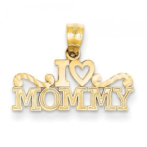 14k Yellow Gold I Love Mommya Pendant - PG85976