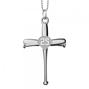 Baseball Bat Cross Pendant with Number w/ 20 inch Chain ...