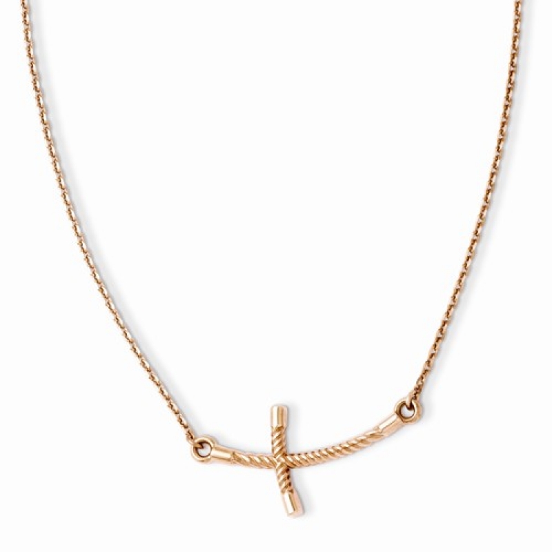 Rose gold side cross on sale necklace