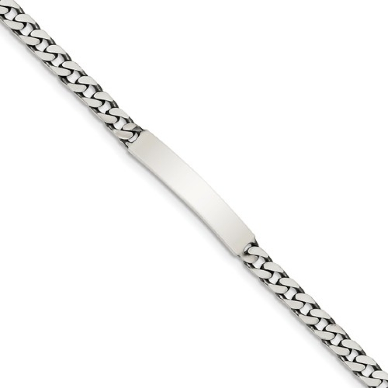 Silver N Style, Monogram Silver bracelet Double Curb Link Monogram Bracelet