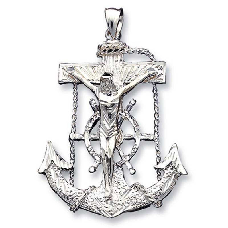 Sterling Silver Gold Mariner's Cross Pendant - PG81193