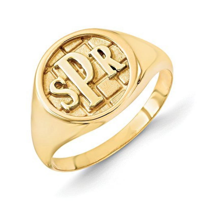 Solid Gold Personalized Monogram Signet Ring