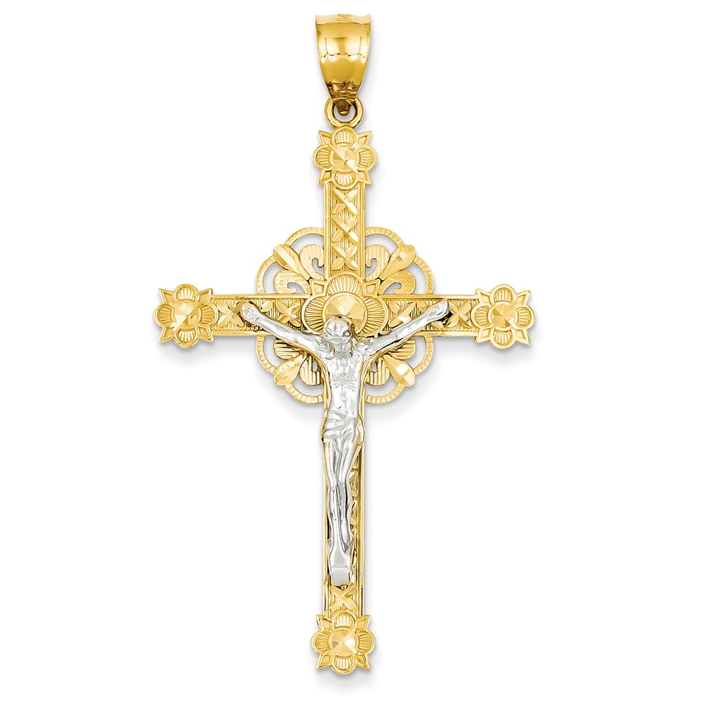 14k Two-tone Celtic Crucifix Pendant - PG95867