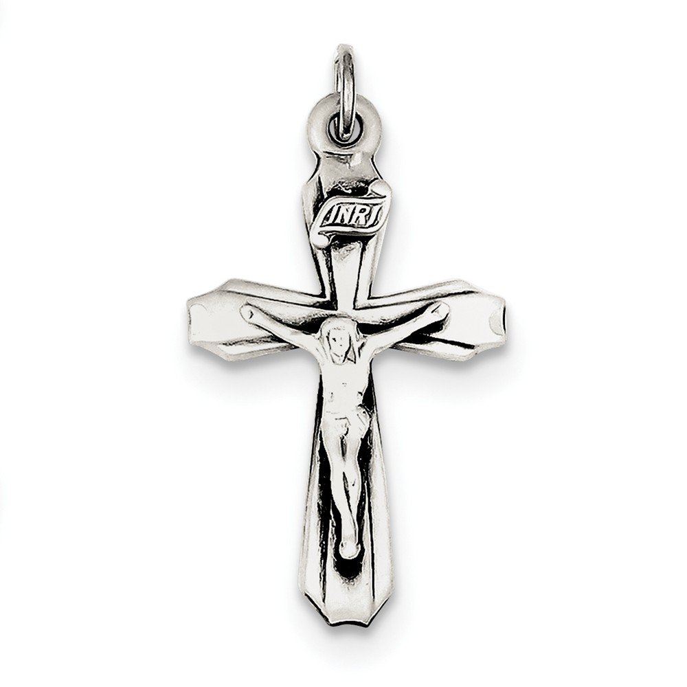 Sterling Silver Antiqued INRI Crucifix Pendant - PG95834