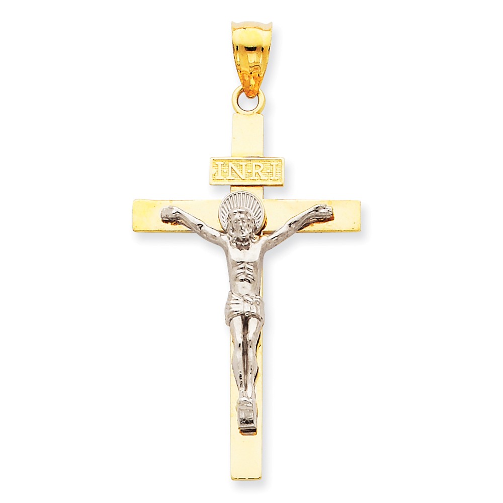 14K Two-tone INRI Crucifix Pendant - PG95255