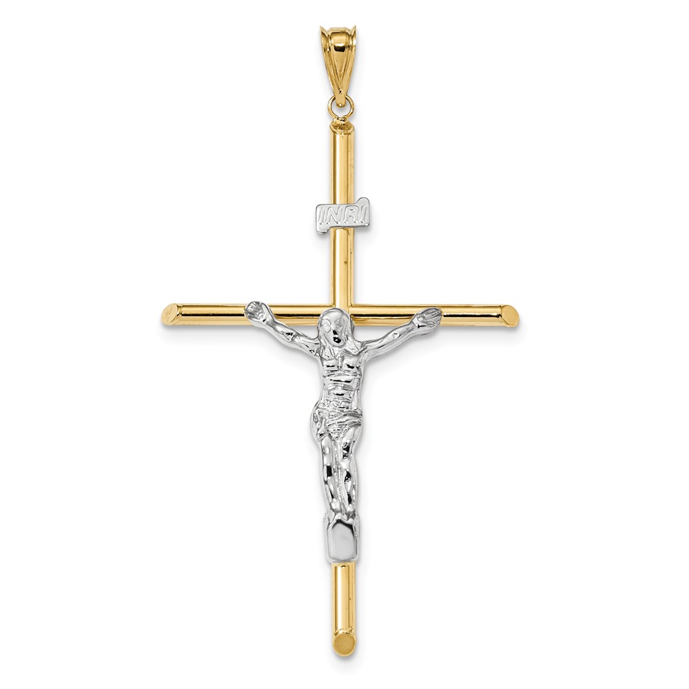 14k Two Tone Polished Jesus Crucifix Pendant Pg98094