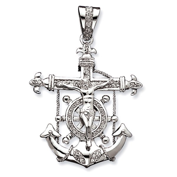 Sterling Silver Gold Mariner's Cross Pendant - PG81191