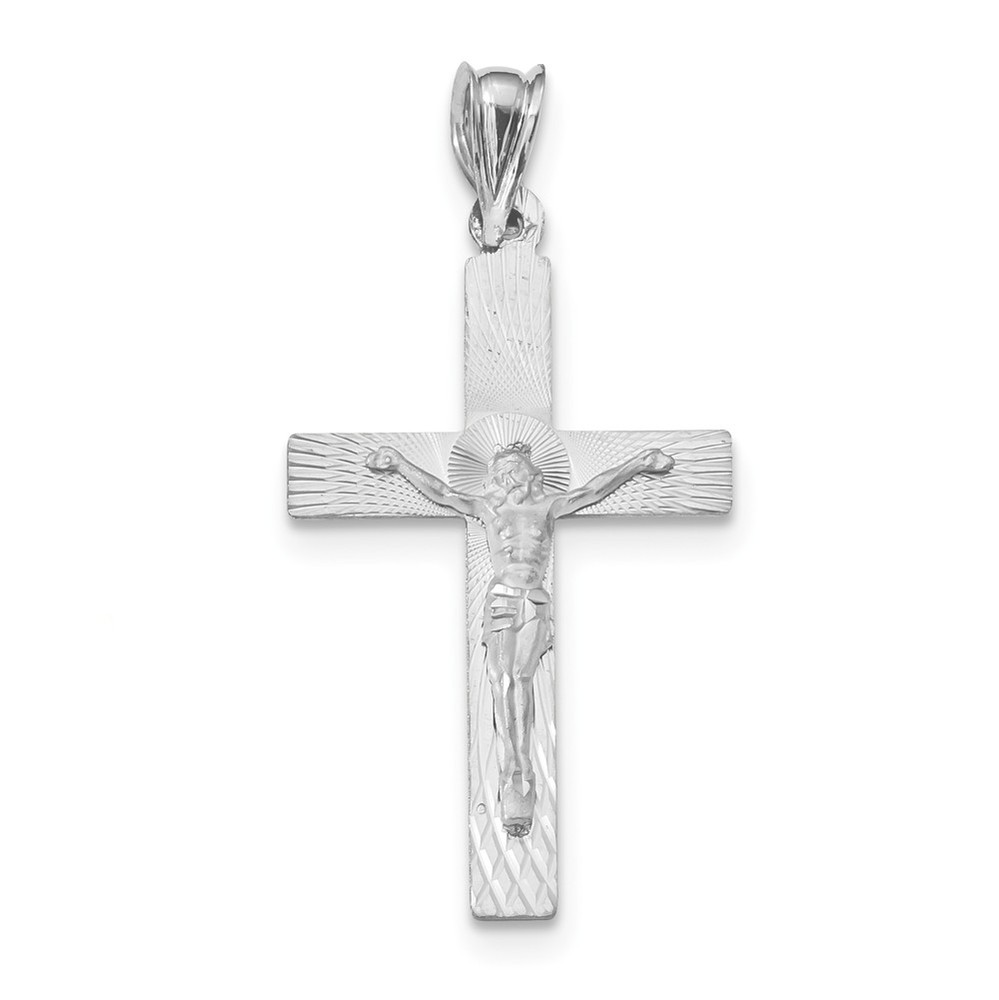 14k White Gold Crucifix Pendant - PG97050