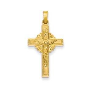 14k INRI Hollow Crucifix Pendant