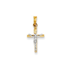 14k Two tone INRI Hollow Crucifix Pendant