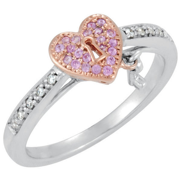 Genuine Pink Sapphire & Diamond Heart Ring - PG84901