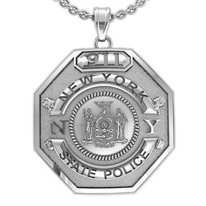 1pc Metal Badge With Black Leather Holder Police Badge Necklace