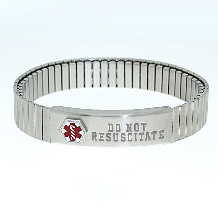 Stainless Steel Men's Do Not Resuscitate Expansion Bracelet - PG94681