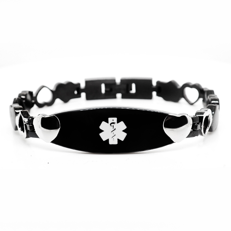 Mens Medical Alert Bracelet Men's ID Black Chain for Men Personalized Boys  Gift Diabetes Epilepsy Allergy Warfarin Pacemaker Implant UK Coal - Etsy  Israel