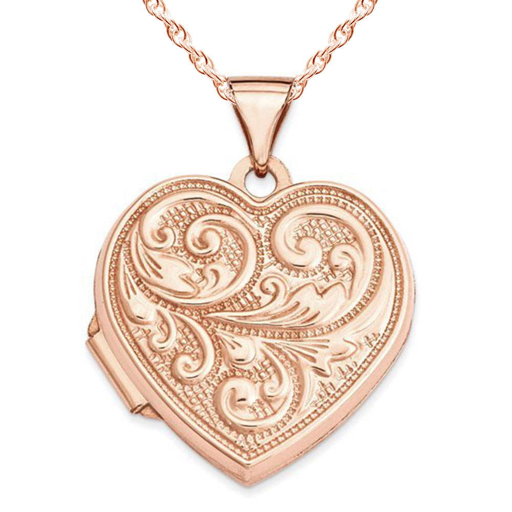 14k Rose Gold Heart Scroll Design Locket - PG85648