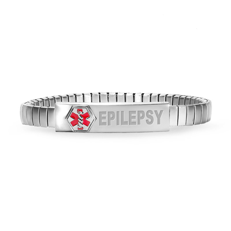 Stainless Steel Epilepsy Women's Medical ID Expansion Bracelet - PG89119