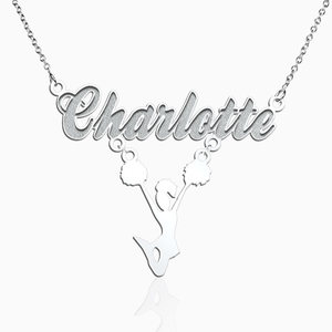 Script Name Necklace with Cheerleader Charm