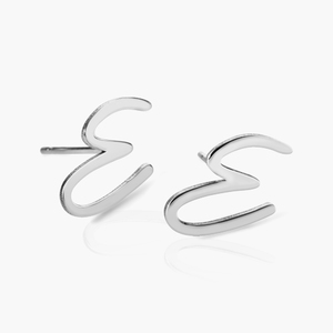 Modern Script Initial Earrings