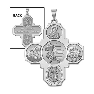 Four Way Cross   Football Religious Medal   EXCLUSIVE 