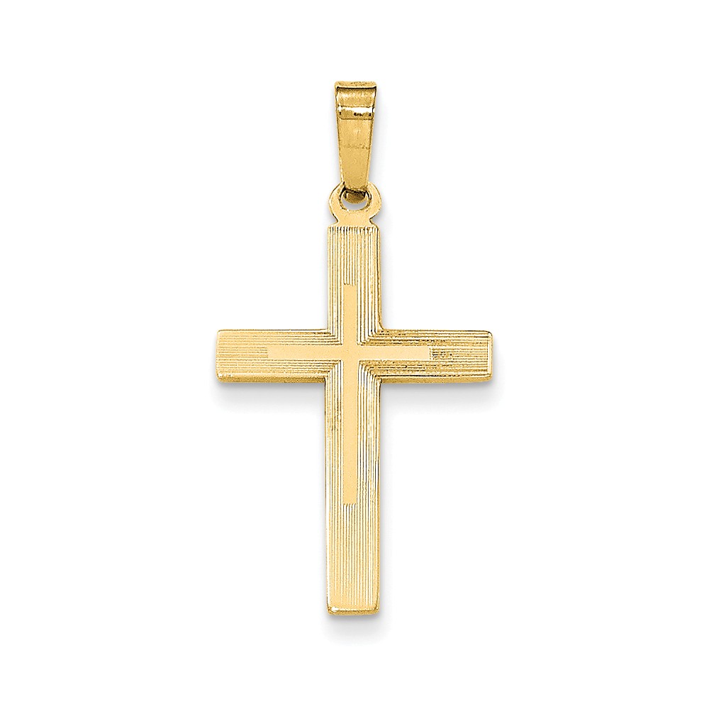 14k Brushed and Polished Latin Cross Pendant - PG97402