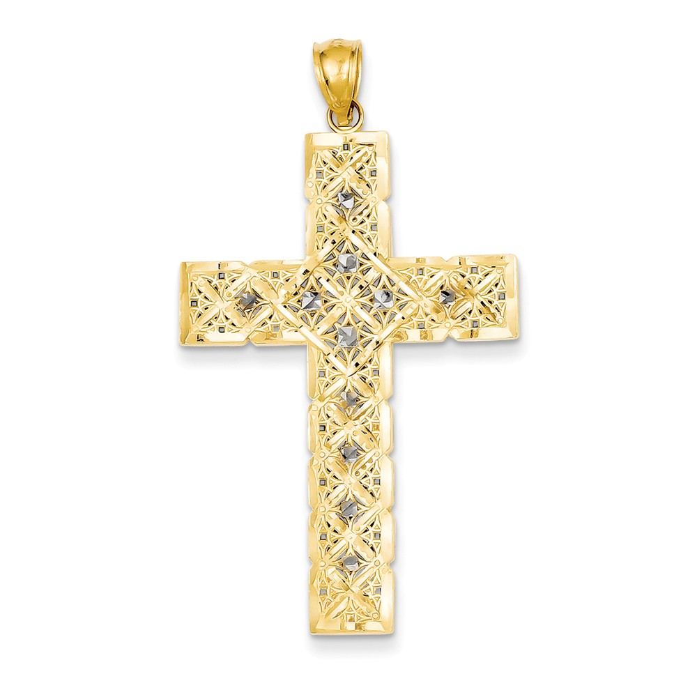 14K w/Rhodium Latin Cross Pendant - PG97902