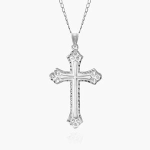 Sterling Silver Diamond Cut Cross Pendant