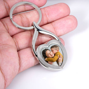 Memorial Stainless Steel Engravable Heart Photo Laser Keychain