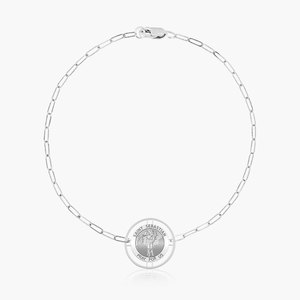 Round Saint Sebastian Medal with Open Border Paperclip Bracelet