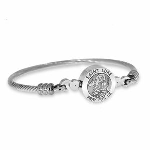 Stainless Steel Saint Luke Bangle Bracelet