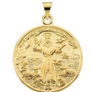14K Gold Saint Francis Religious Medal - R16969 (S)