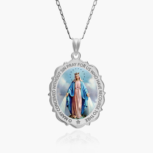 Miraculous Medal Scalloped Oval Color  EXCLUSIVE 