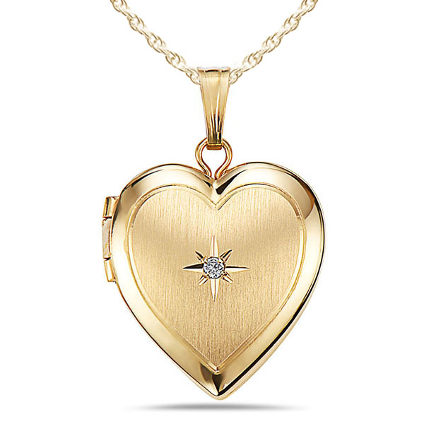 14K Gold Filled General Diamond Heart Locket - F491