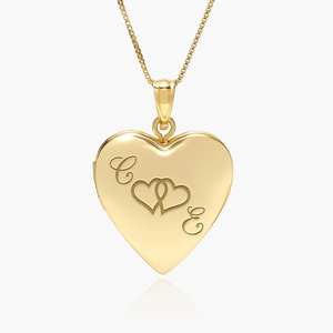 Yellow Gold Together Forever Heart Photo Locket