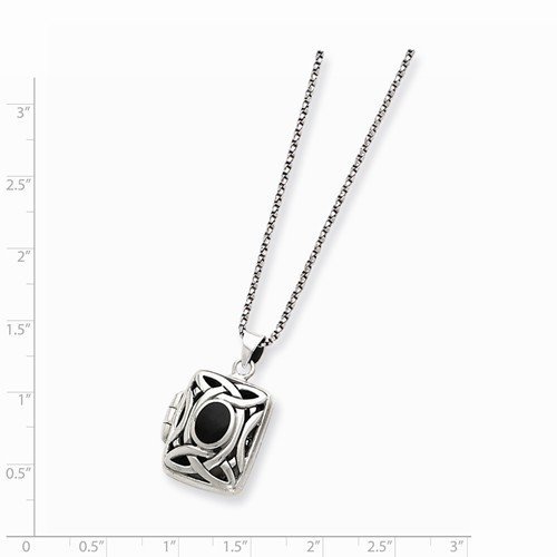 Sterling Silver Onyx & Marcasite Square Photo Locket with 18 Chain ...