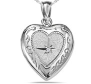 Sterling Silver Small Diamond Heart Photo Locket