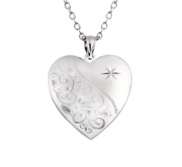 Floral Heart with Star Design Sterling Silver Locket