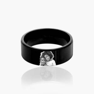 Black Stainless Steel Ring Photo Ring